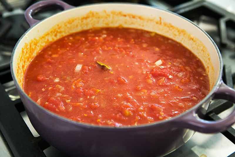 Tomato soup cooking on the stove