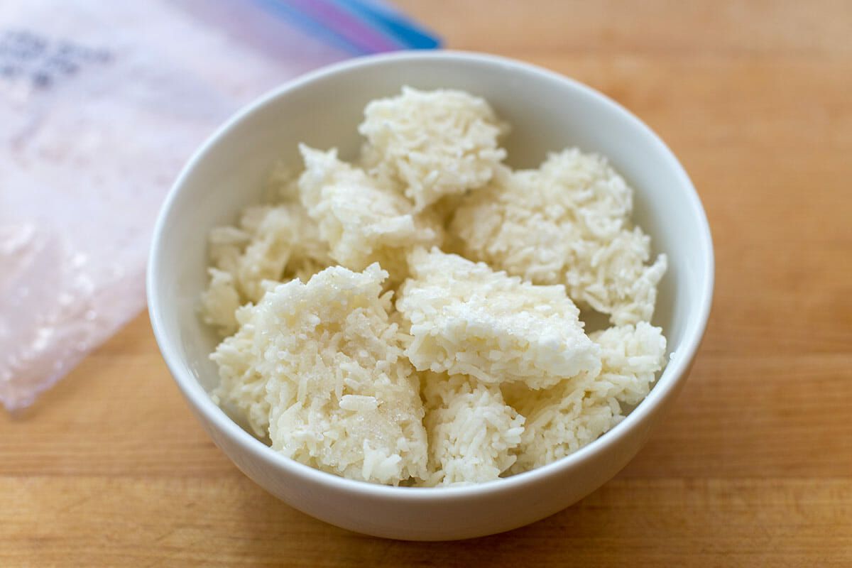 Freeze Rice frozen block of rice break into chunks