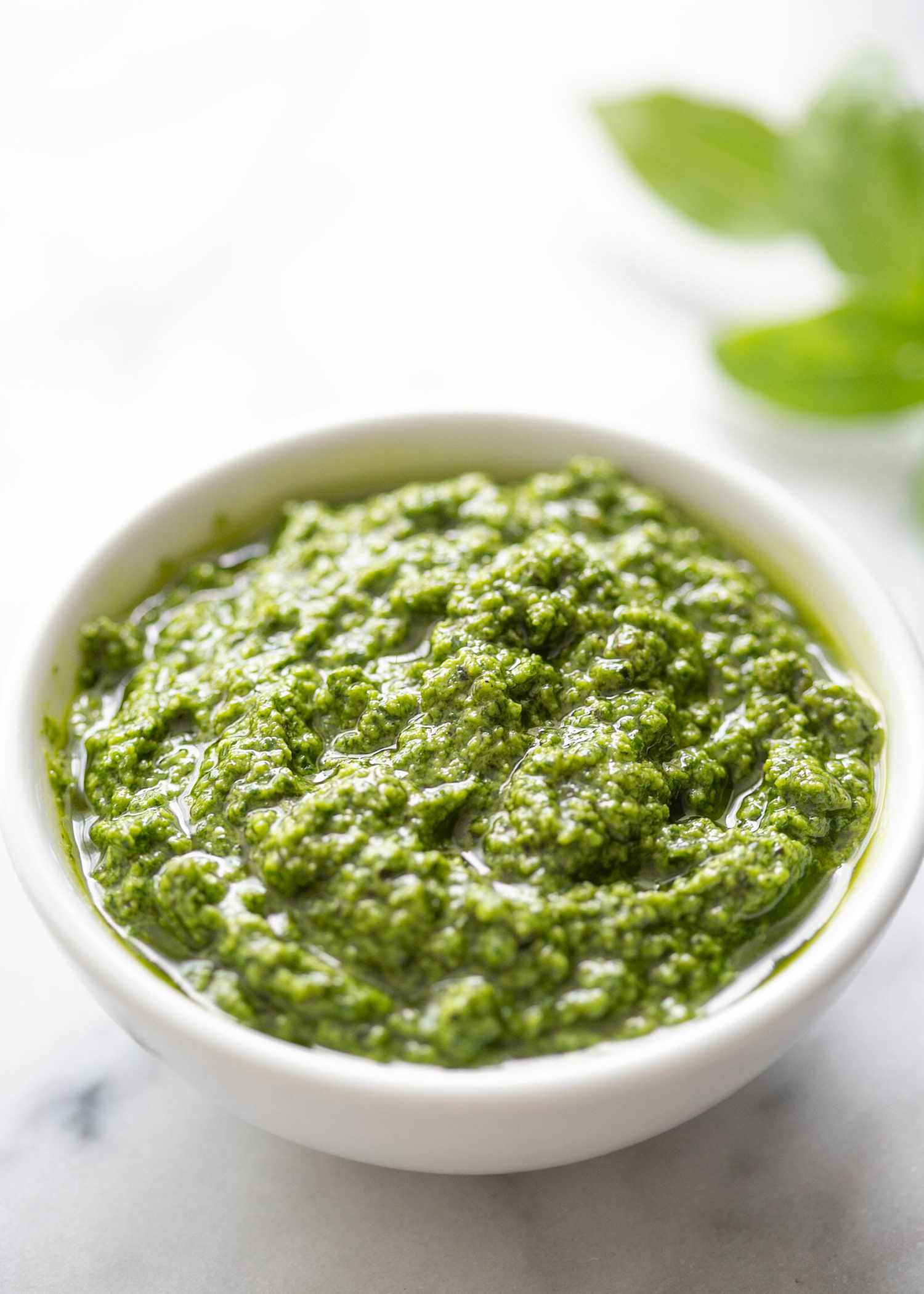 Basil Pesto Sauce in a bowl 