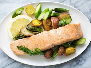 Sheet Pan Salmon with Asparagus and New Potatoes