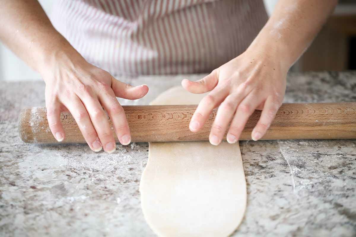 Homemade Pasta Dough no Pasta Machine rolling the pasta until paper thin