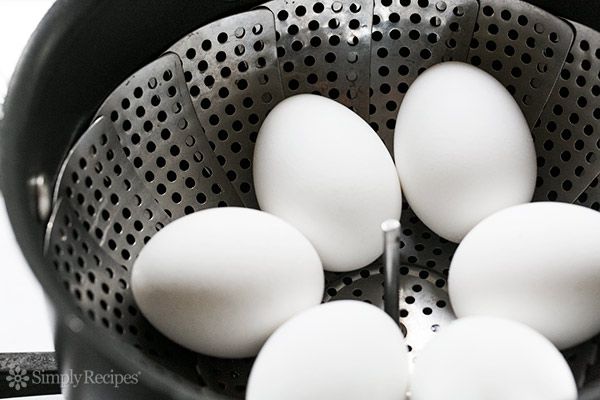 Eggs in a Steamer Basket to Hard Boil