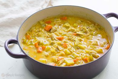 Mulligatawny Soup in a cast iron Dutch oven