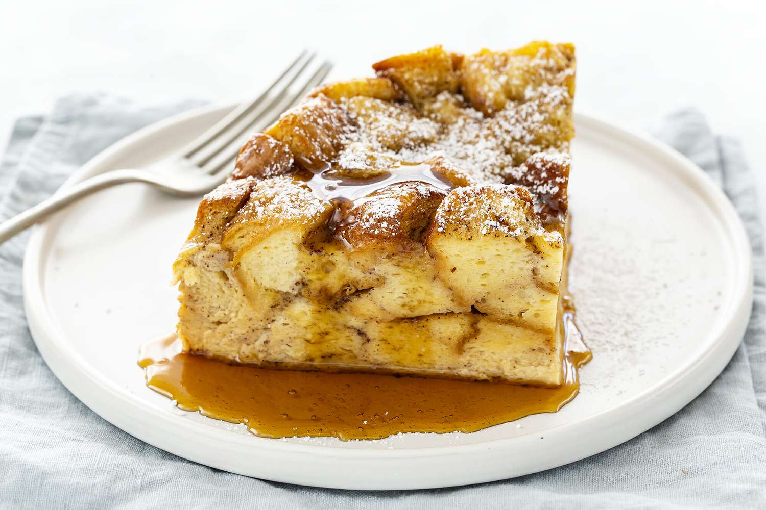 A slice of slow cooker french toast casserole