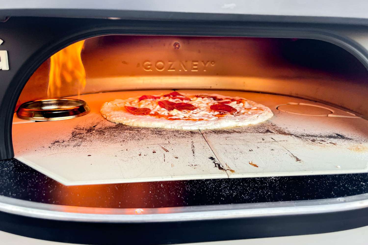 Pizza in the Gozney Dome pizza oven