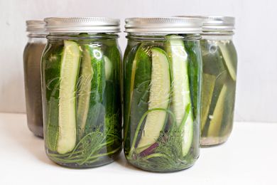 Jars of Fermented Pickles on a Counter