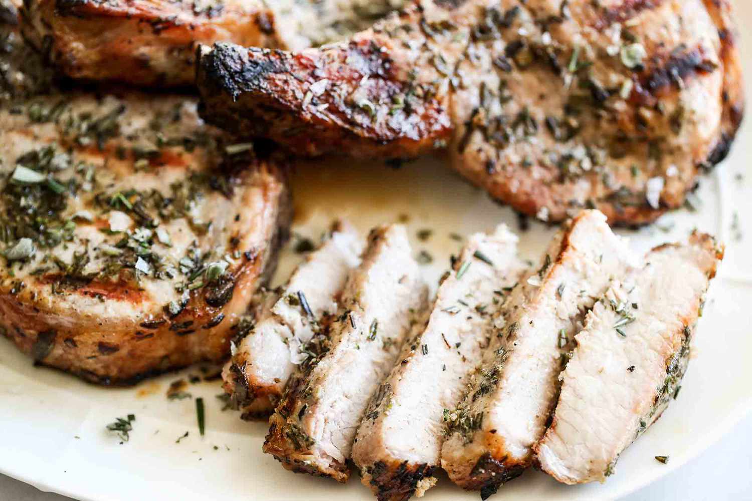 Sous Vide Grilled Pork Chops serve the pork chops