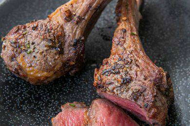 Pink lamb chops