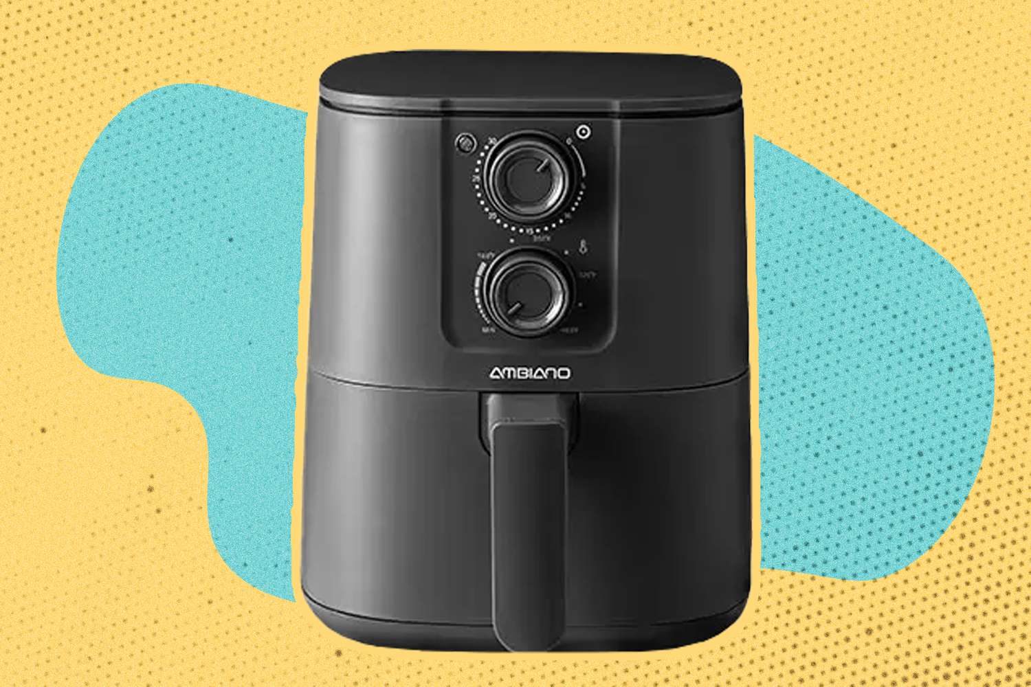 ALDI Air Fryer over a colorful background