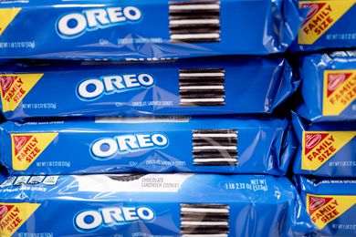 Stacks of Oreo cookie packages