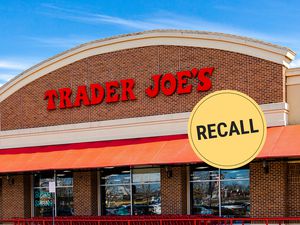 Trader Joe's storefront with recall sticker