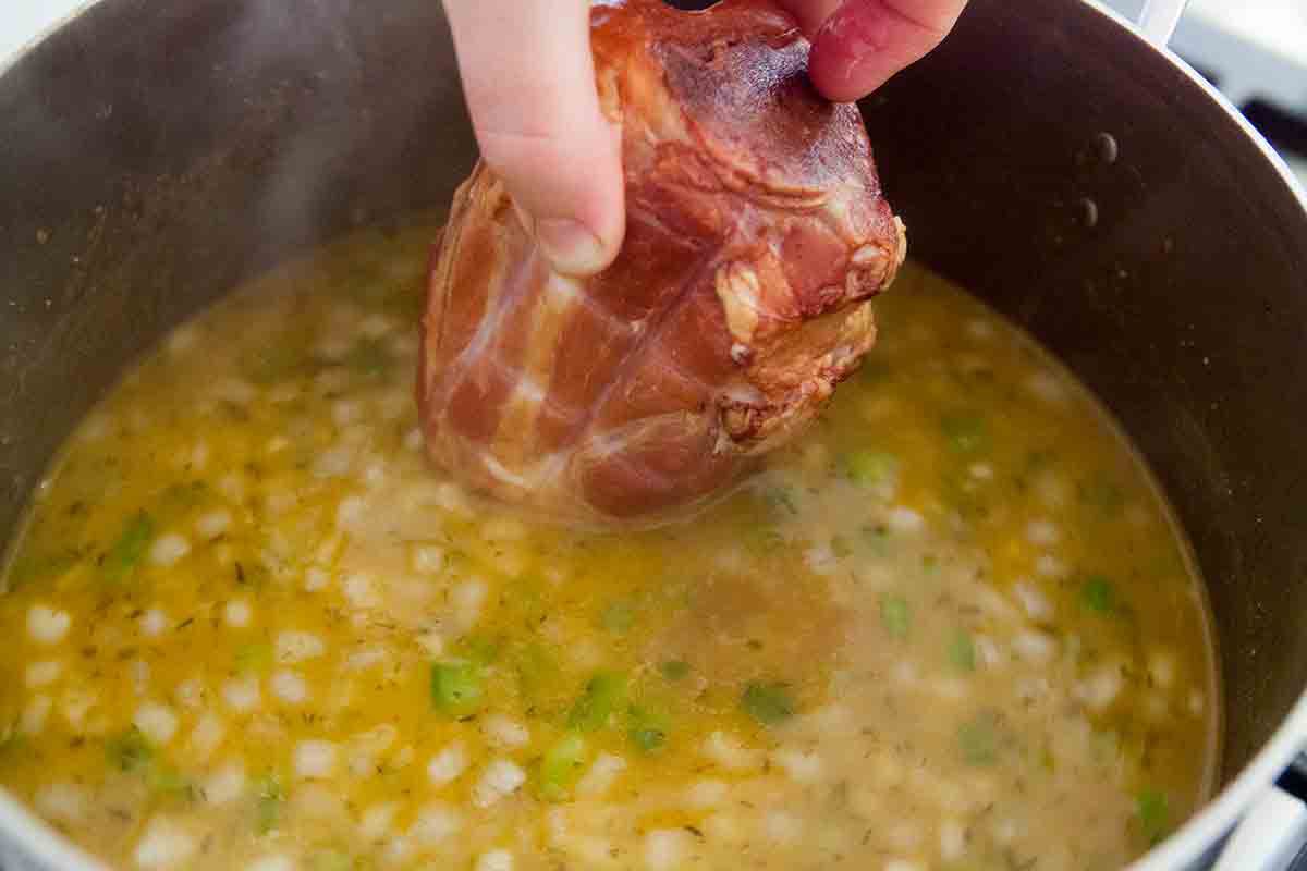 add ham hock to green gumbo