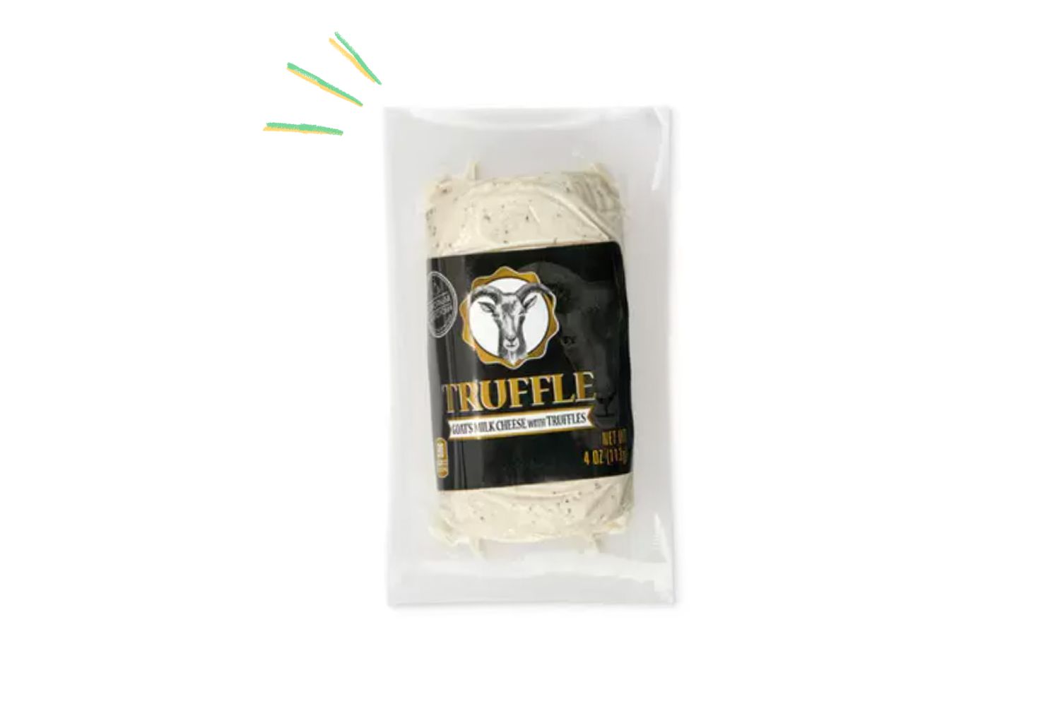 A package of Emporium Selection Artisan Goat Cheese Truffle log from Aldi