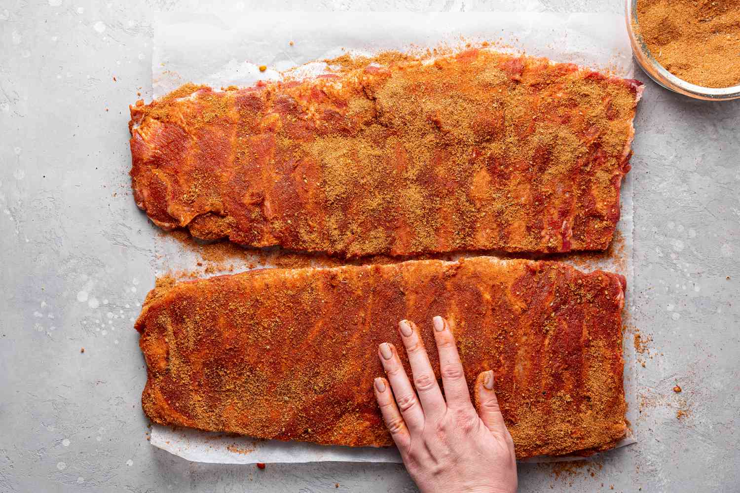 Memphis-Style Pork Ribs Seasoned with Dry Rub Spices
