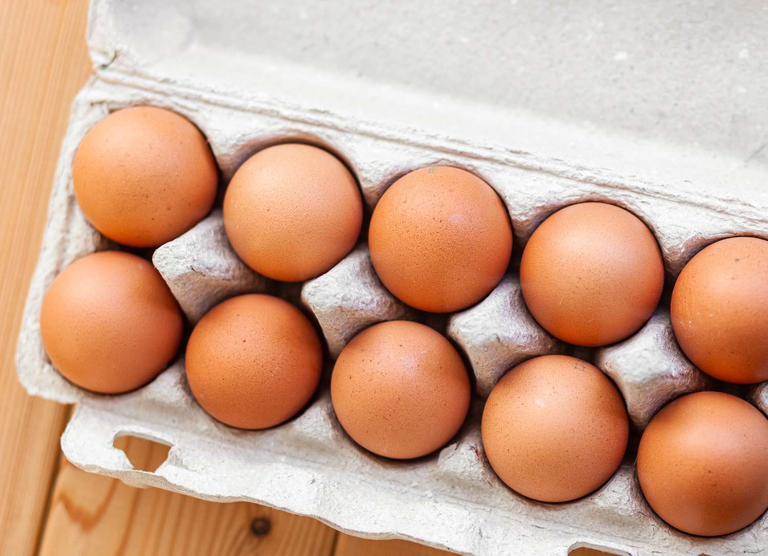 Brown eggs in an egg carton