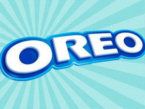 Oreo logo on a stylized blue background