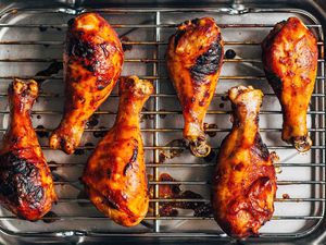 baked bbq chicken cooling before serving