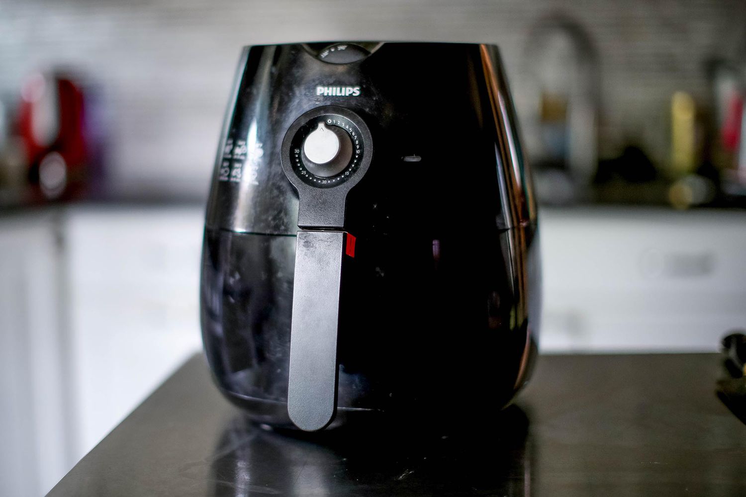Air fryer on a counter top ready to be used