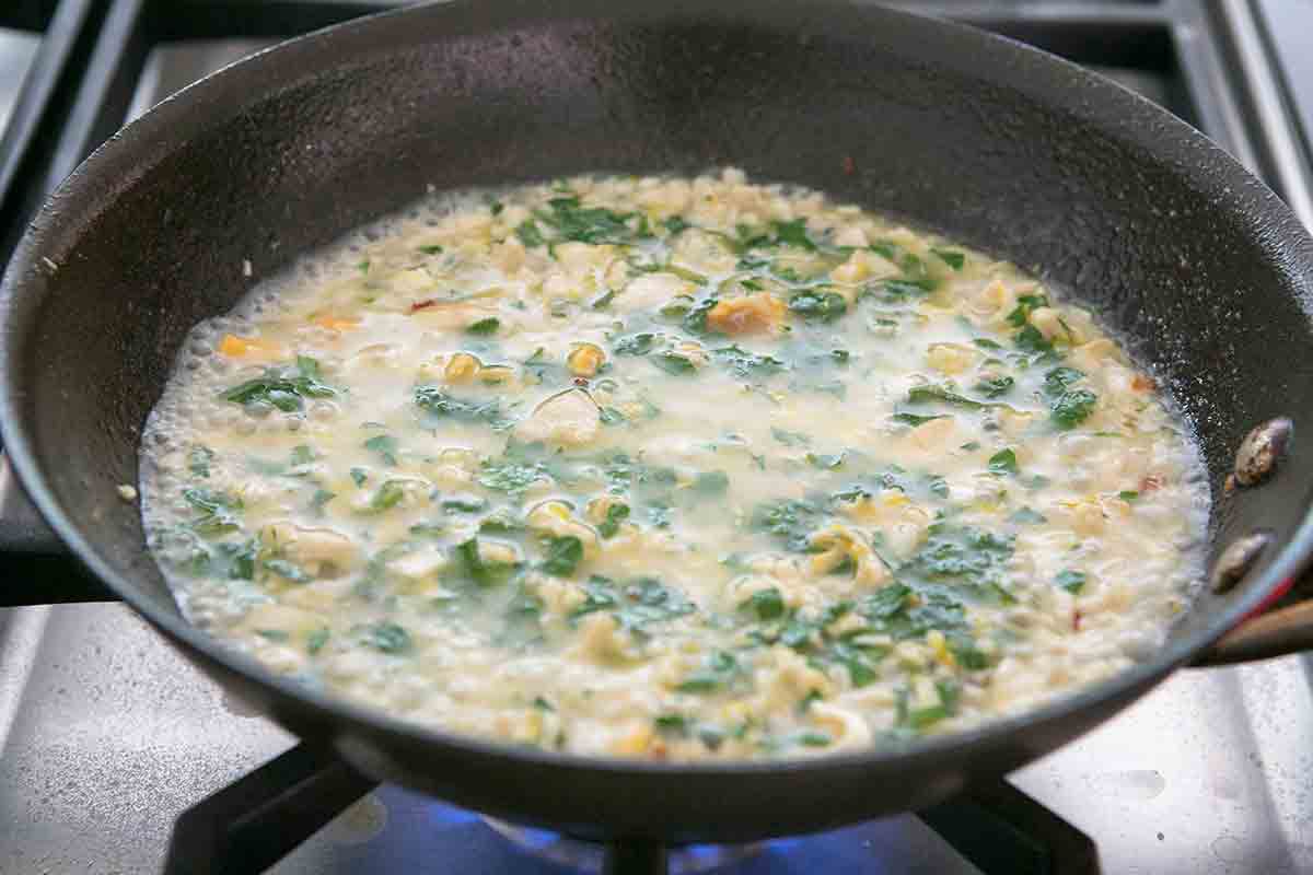 add parsley and lemon zest to clam sauce