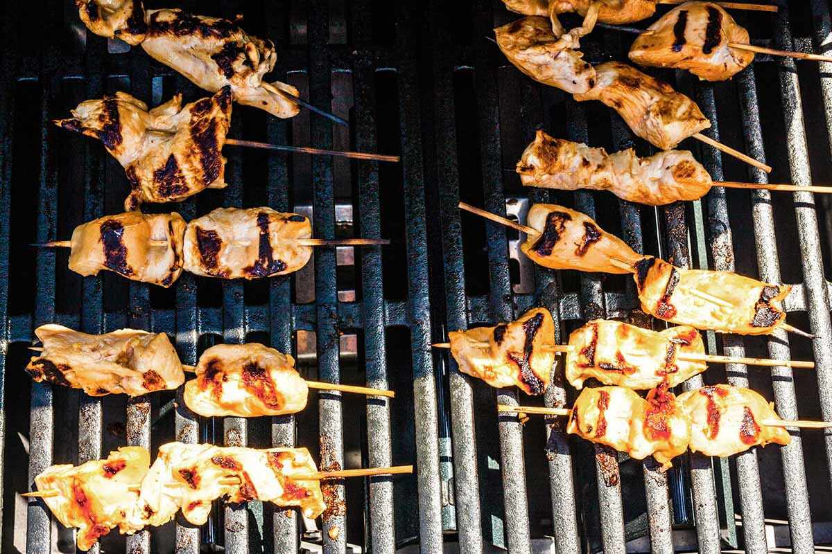 Chicken Satay Skewers grill the chicken