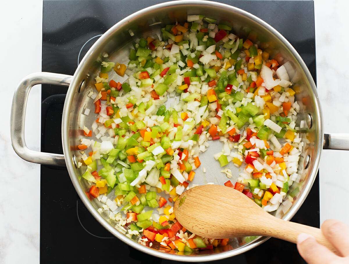 Puerto Rican Stewed Crab cook the vegies