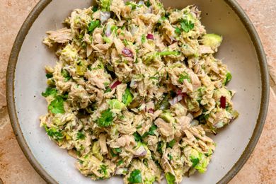 tuna avocado salad in a bowl
