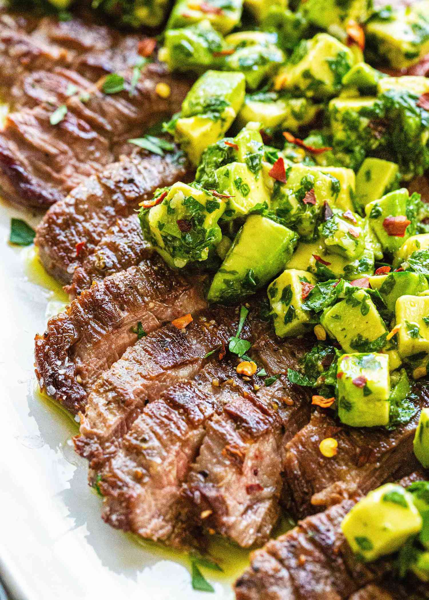 Skirt steak avocado chimichurri