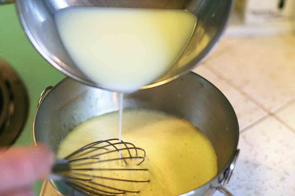 temper egg yolks for peppermint ice cream custard base