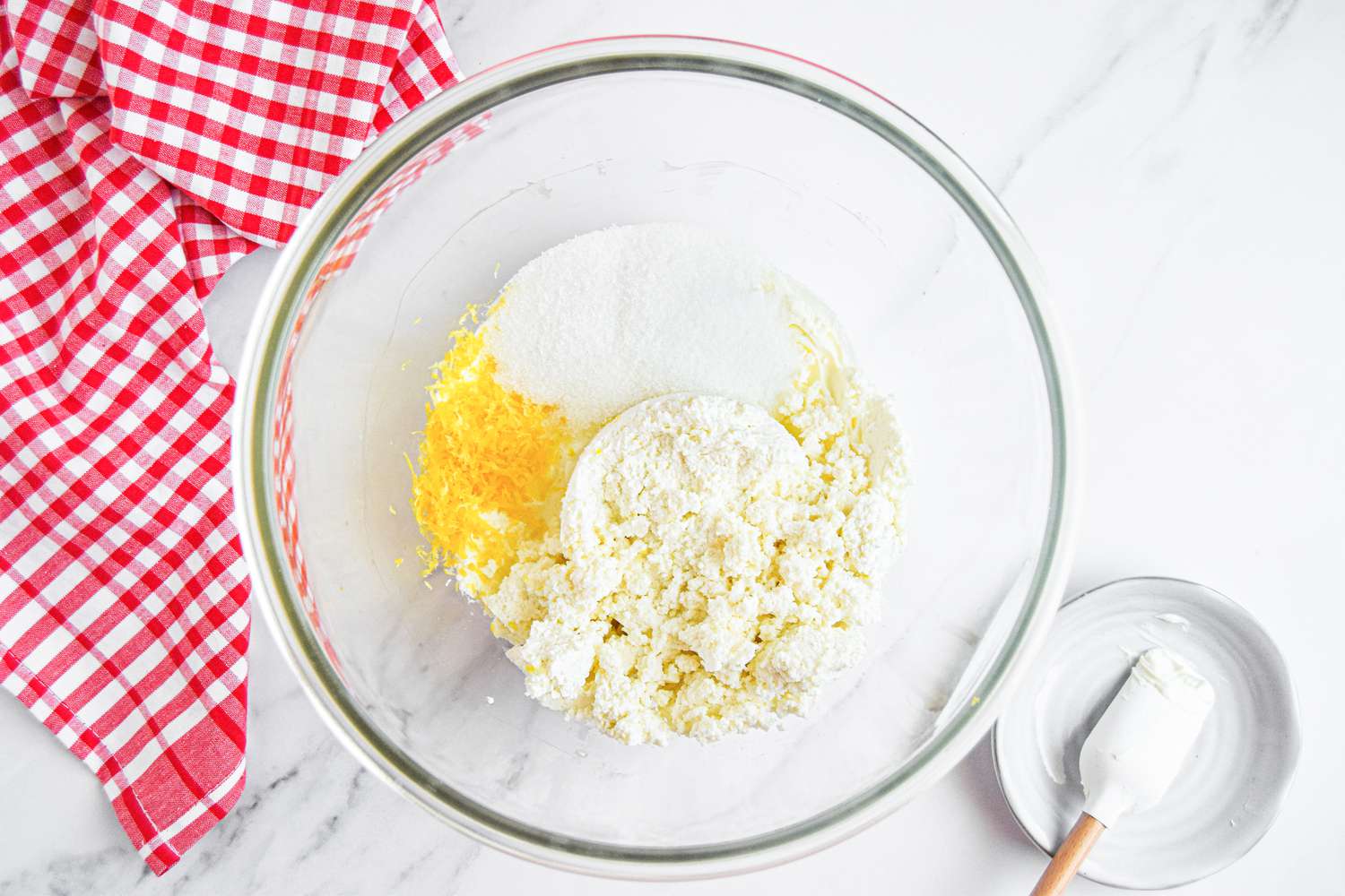 Bowl of Ricotta, Mascarpone, Sugar, and Lemon Zest for Mousse with Balsamic Strawberries Recipe