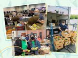 Three photos of people working to reduce food waste