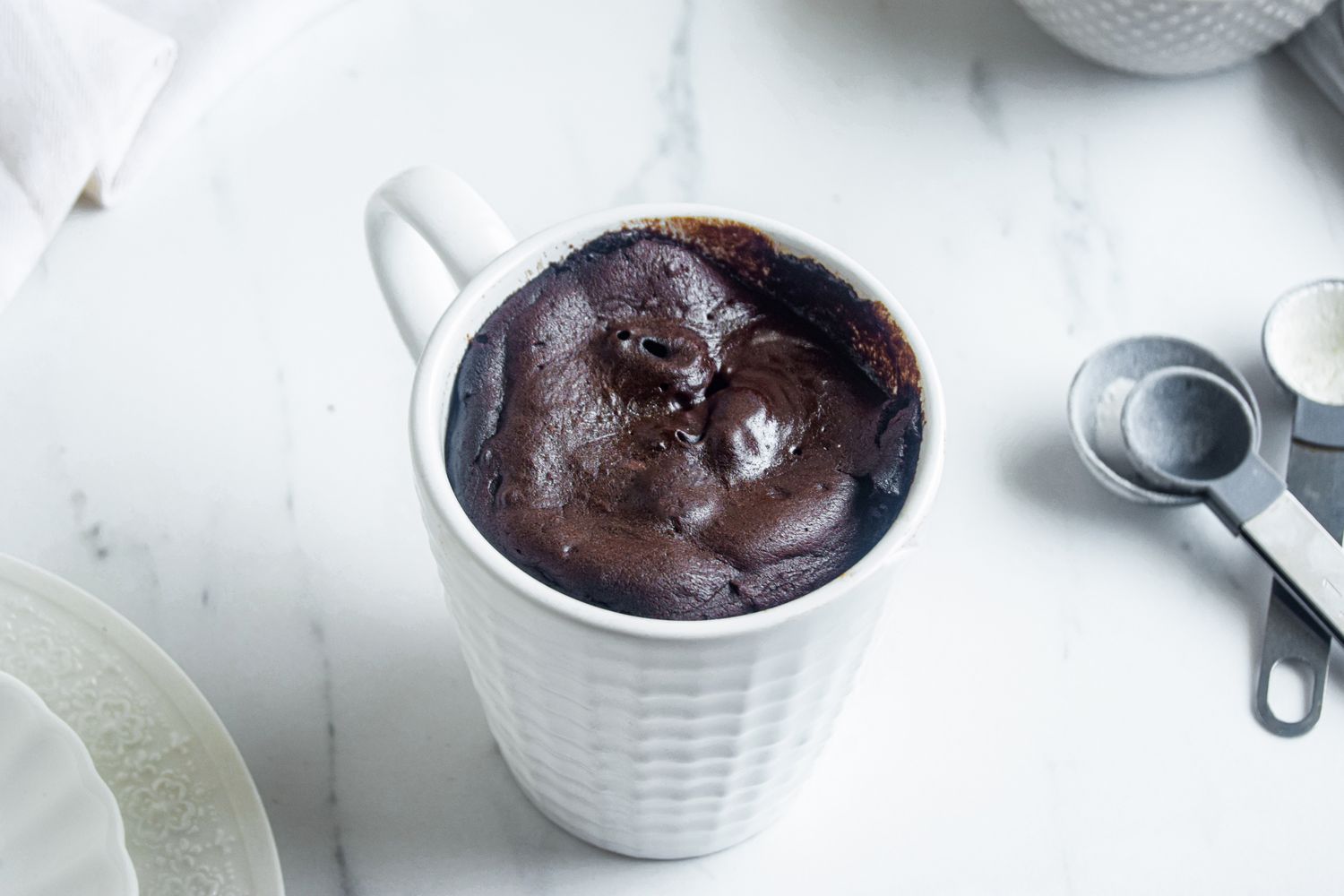 Brownie in a Mug on a white background.
