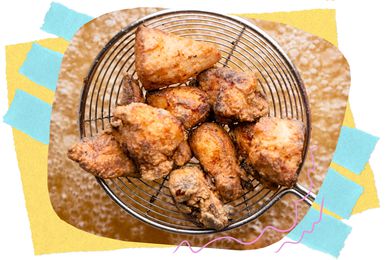 Fried chicken in a spider