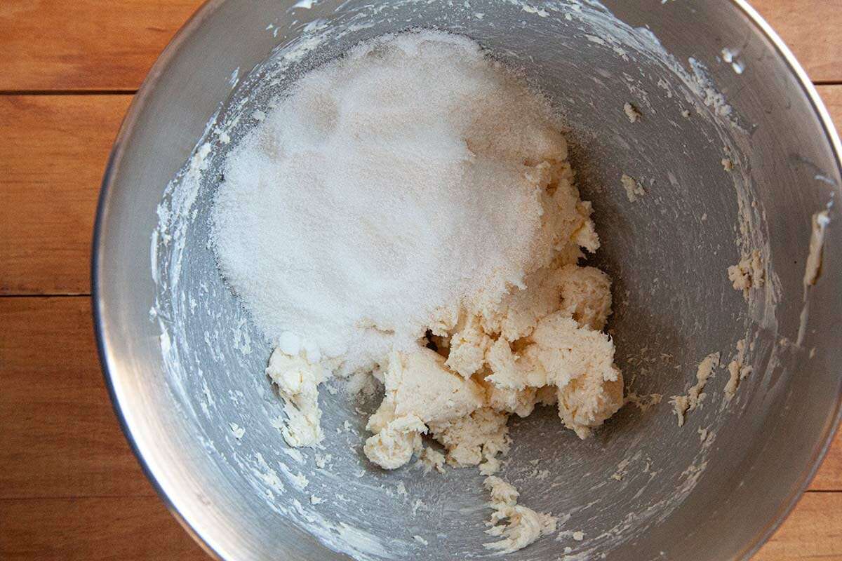 Sugar added to batter for Cut Out Sugar Cookies.