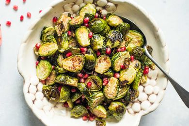Roasted Brussels Sprouts with Pomegranate-Balsamic Glaze
