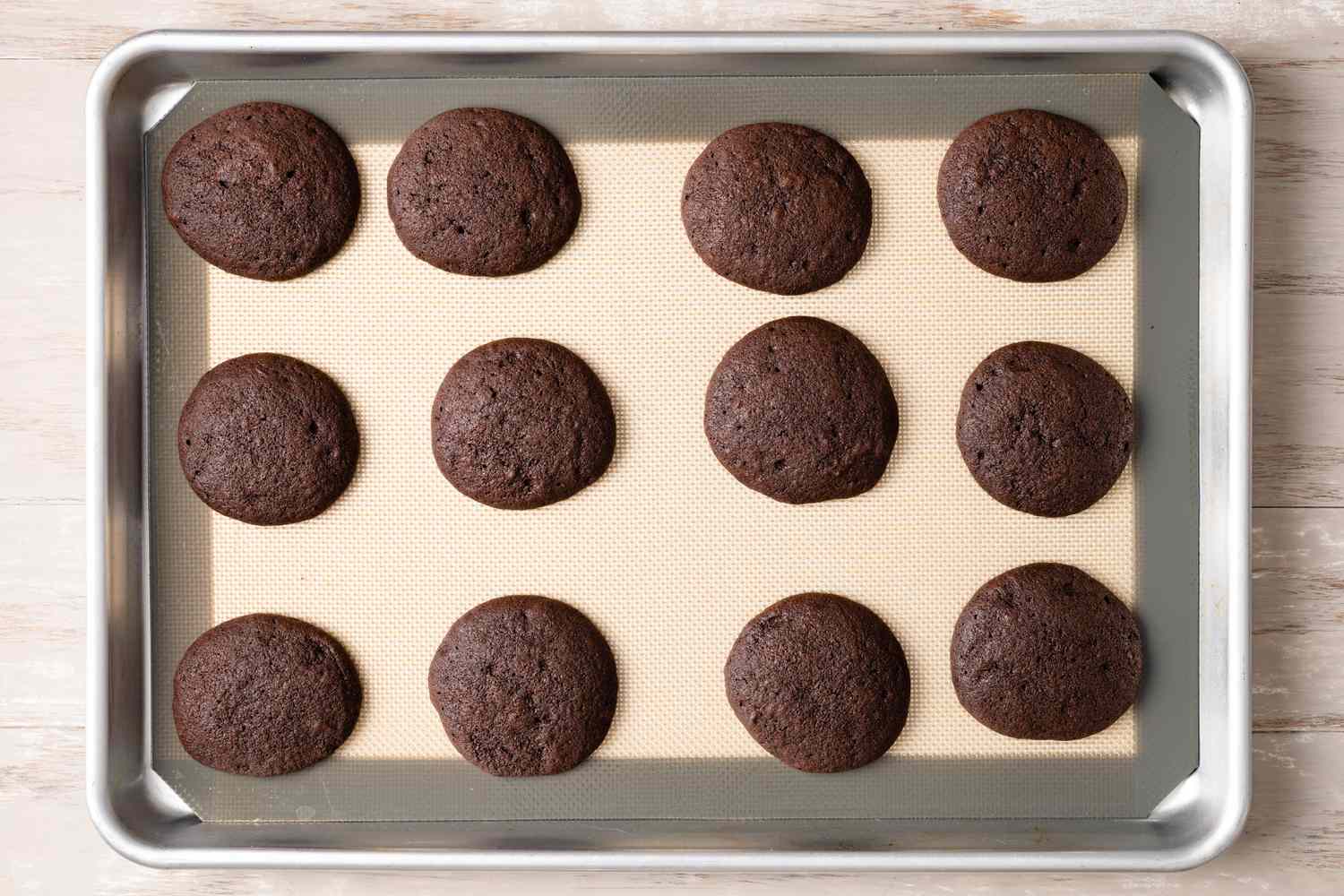 Baked Whoopie Pie Cakes on a Baking Pan