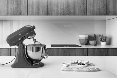 Kitchenaid stand mixer on a kitchen counter