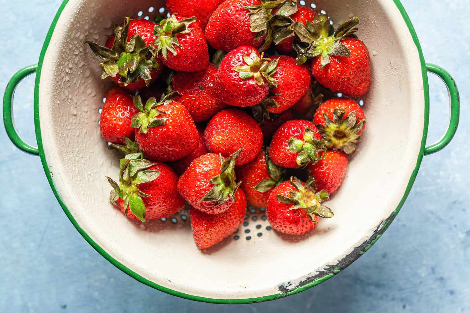 Washed Strawberries in Colander Bowl for Strawberry Jam Recipe