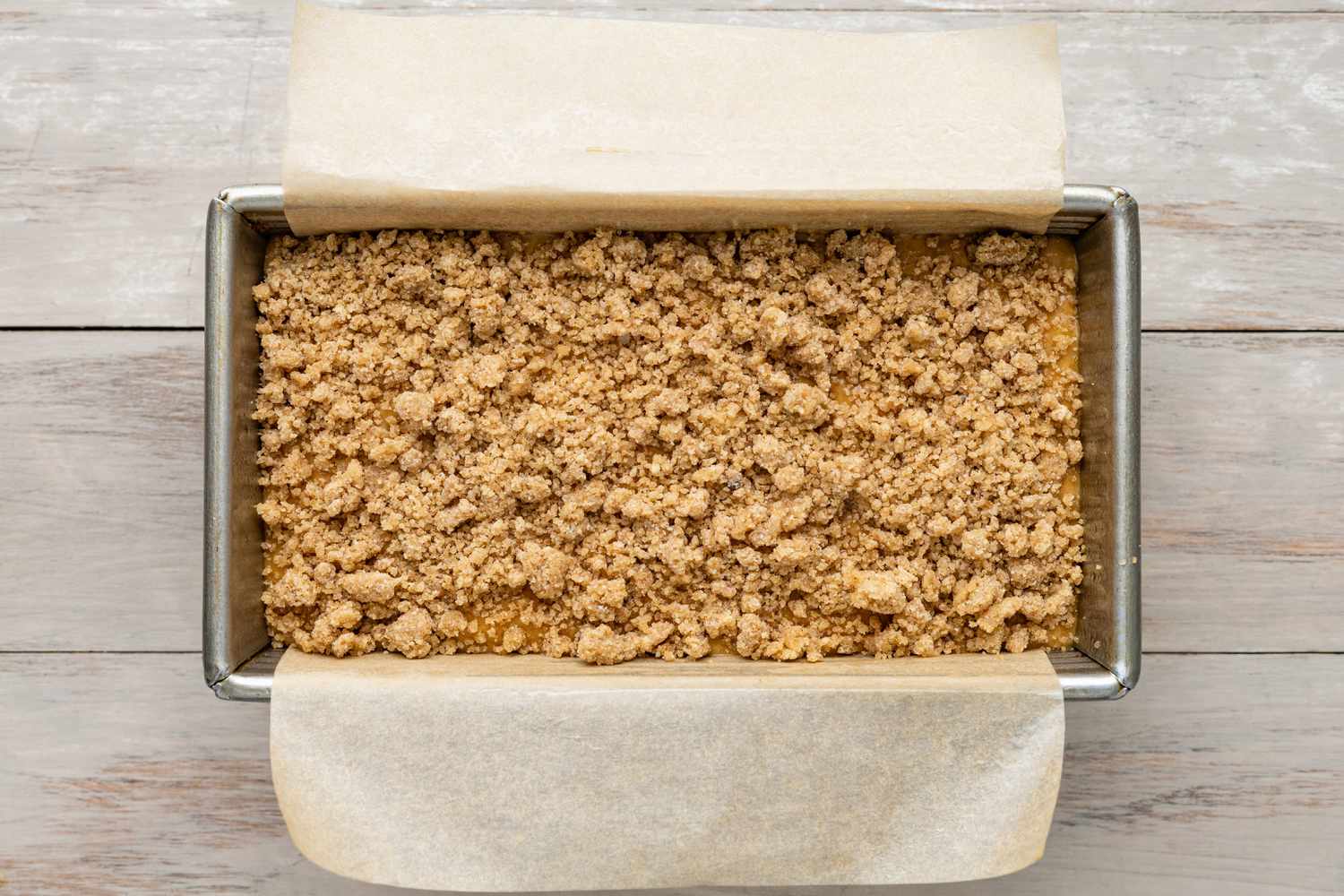 Spiced Dulce de Leche Banana Bread Batter Topped With Streusel 