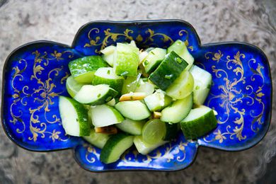 Cucumber Salad with Grapes and Almonds