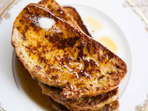Easy French Toast on plate with butter and syrup