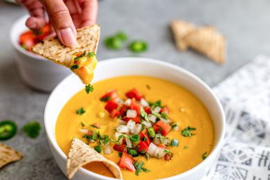 Plated Creamy vegan queso recipe