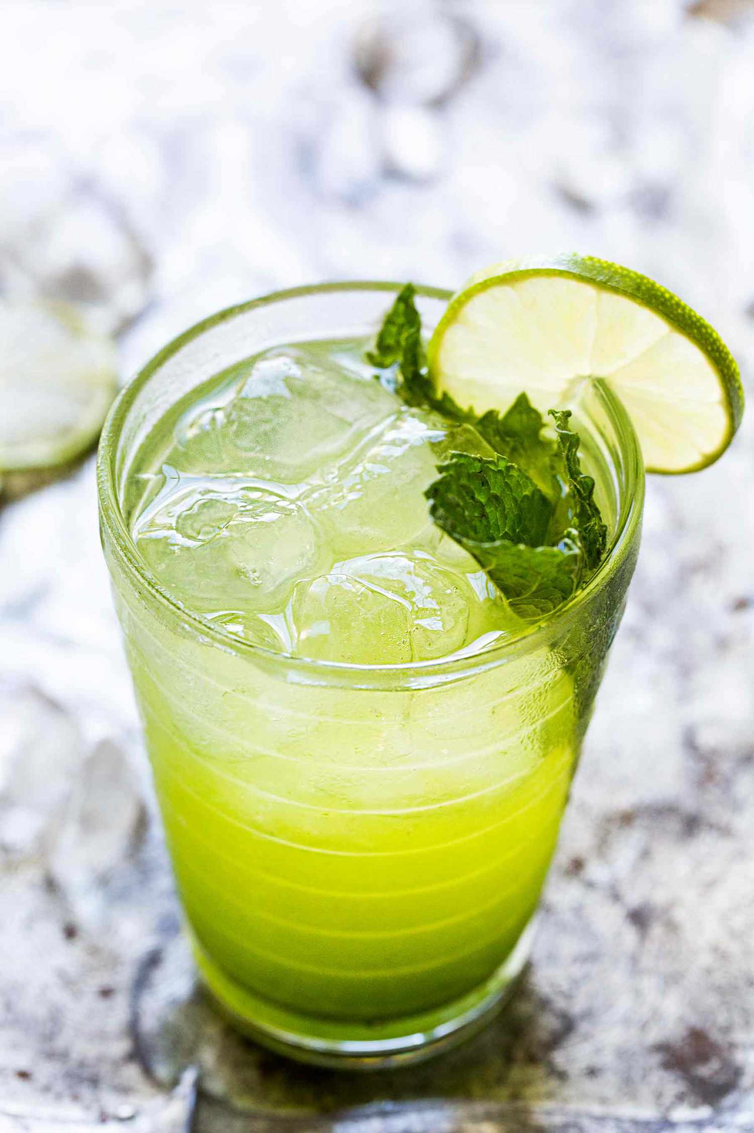 Fresh mojito with mint and lime served in a tall galss