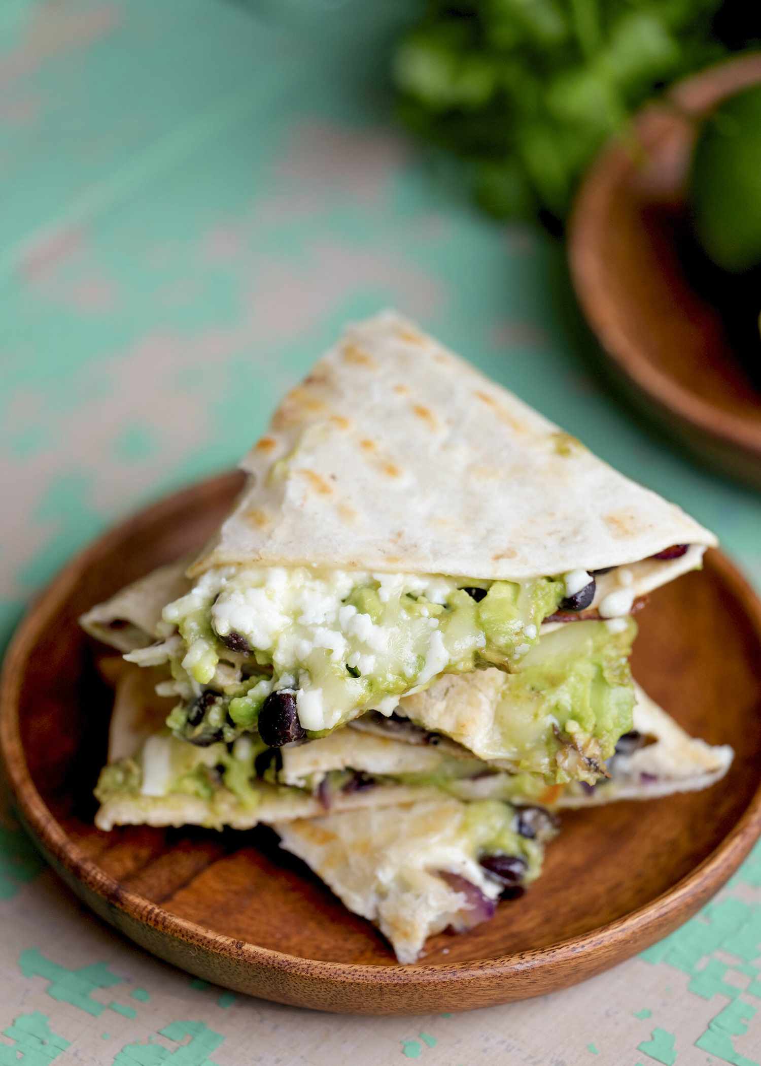 Avocado black bean quesadillas
