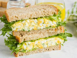 Egg salad sandwich (stacked)