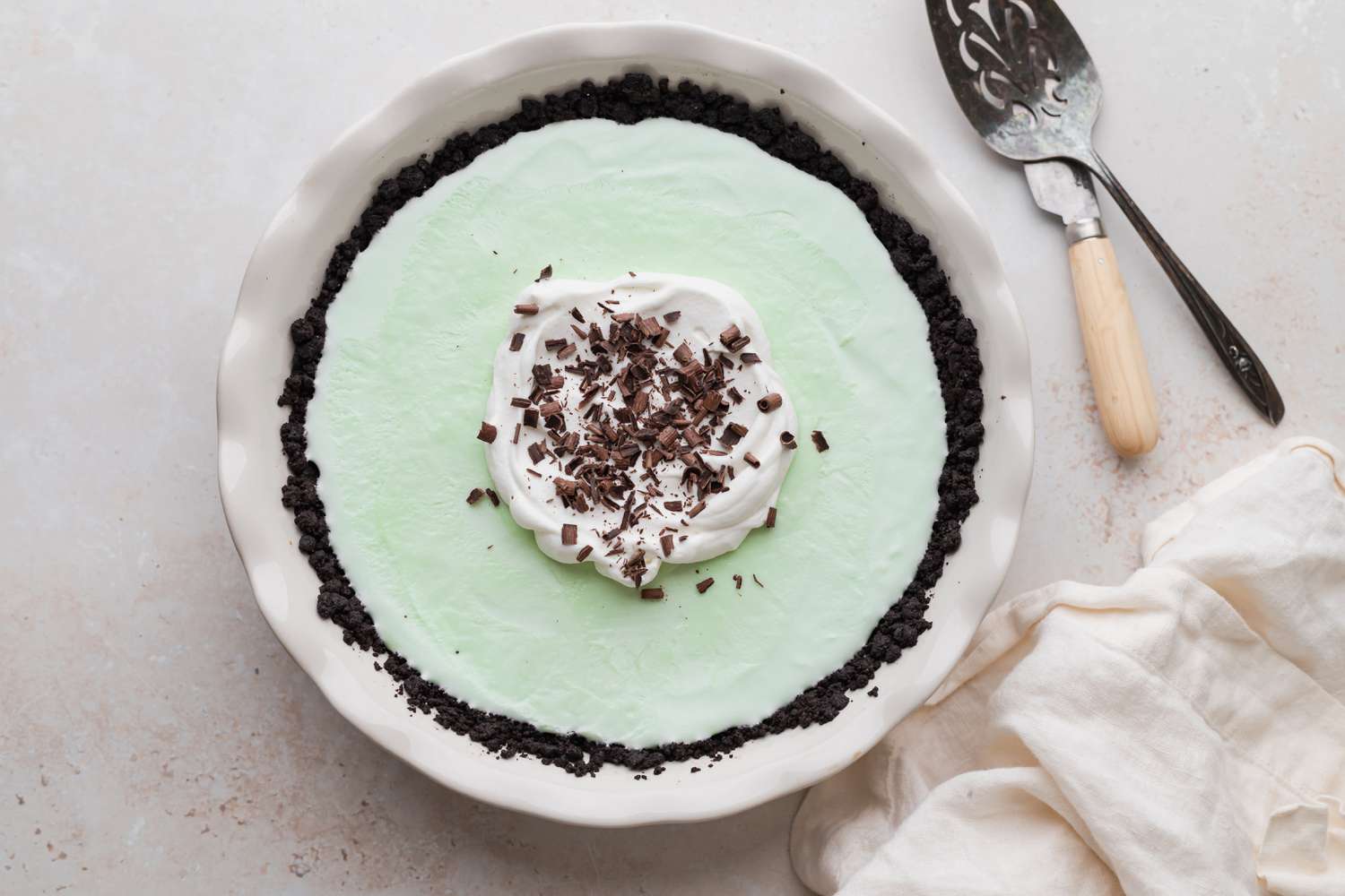 Overhead view of grasshopper pie.