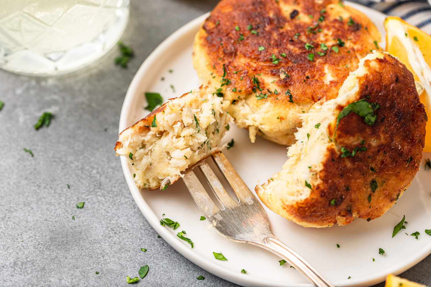 Cod Fish Cakes on a plate with a fork