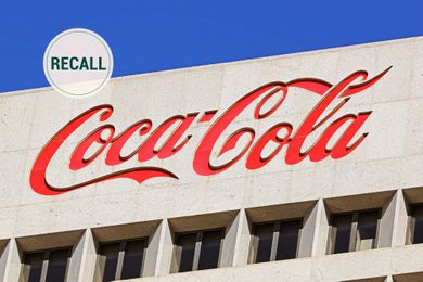 Coca Cola logo with a recall graphic over top