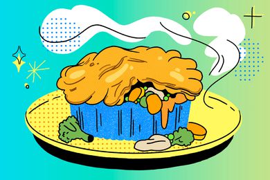 Illustration of Marie Calendar's microwave chicken pot pie