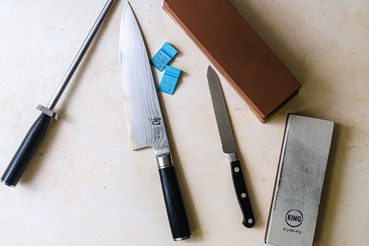 Whetstones angles and knives for sharpening