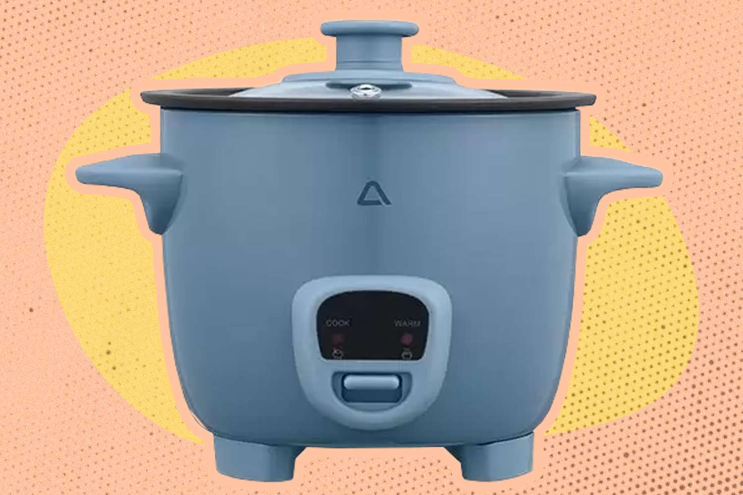 aldi ambiano rice cooker over a colorful background
